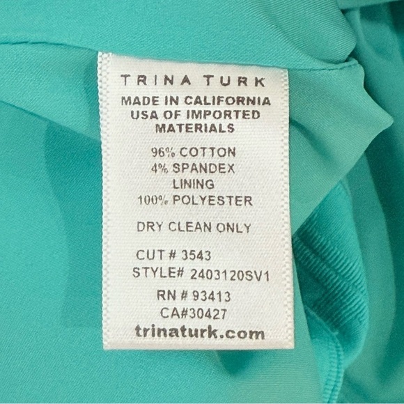 Trina Turk Refreshment 2 Top Oceano Aqua Blue Sleeveless Tile Jacquard Size 2 - Picture 12 of 15
